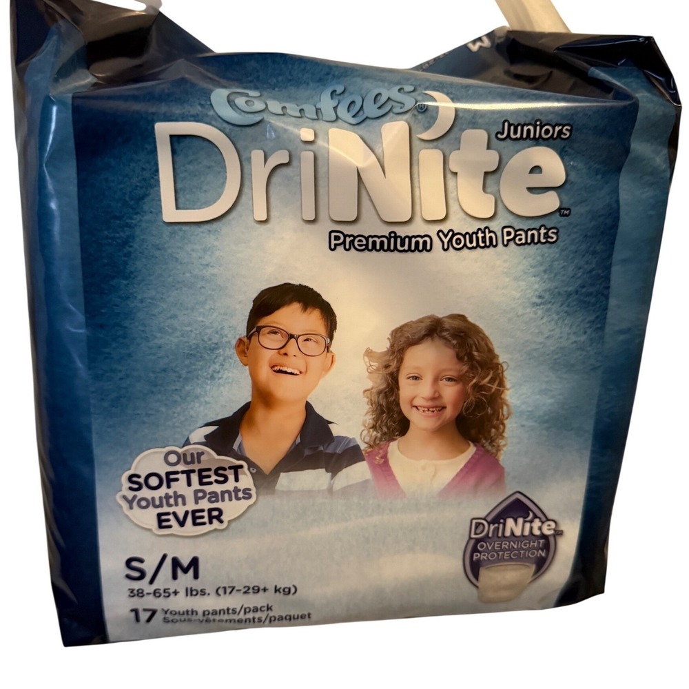 Comfees DriNite Juniors Premium Youth Pants S/M 38-65 lbs 17 Count Overnight